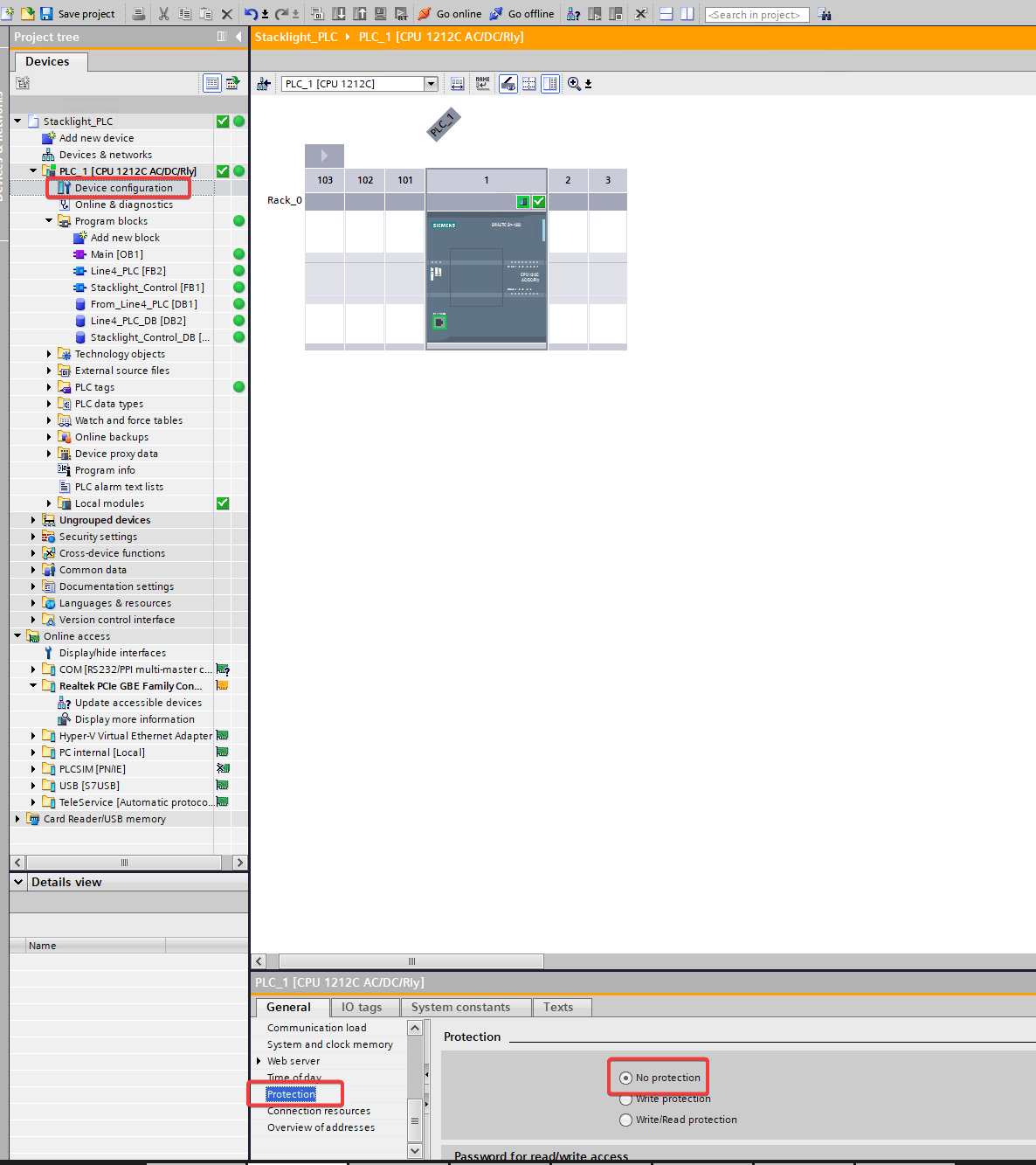 Screenshot showing the Siemens CPU Properties "Screenshot showing the Siemens CPU Properties"
